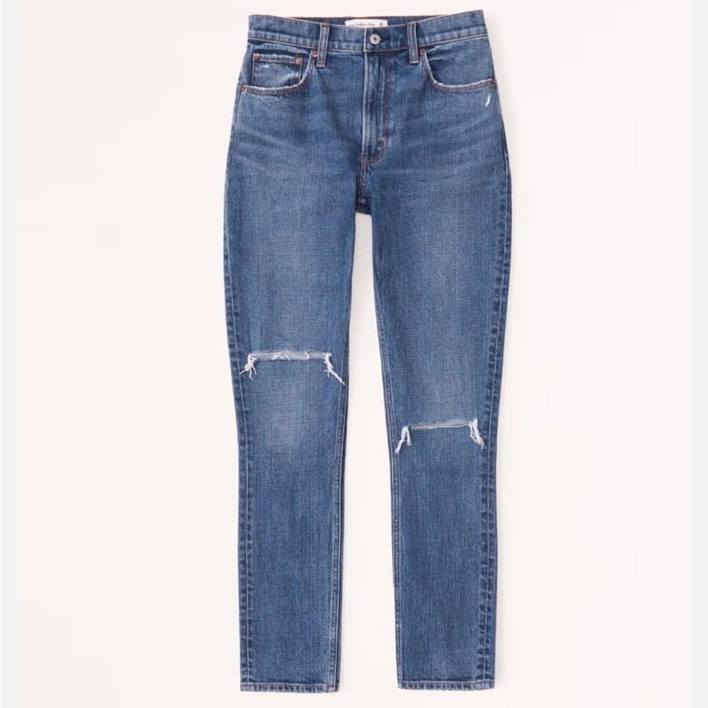 Abercrombie & Fitch High‎ Rise Jean Legging Medium Wash Distressed Size 27 4S